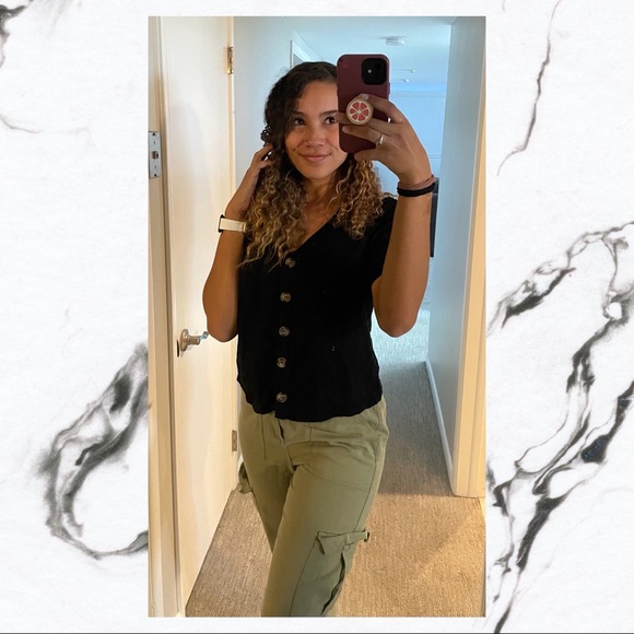 Black Button Down Blouse - Picture 5 of 6